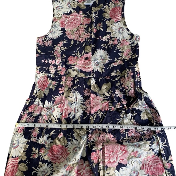 Vintage Laura Ashley Great Britain Cottagecore Floral Crop Jumpsuit Bow Pockets - Picture 6 of 12